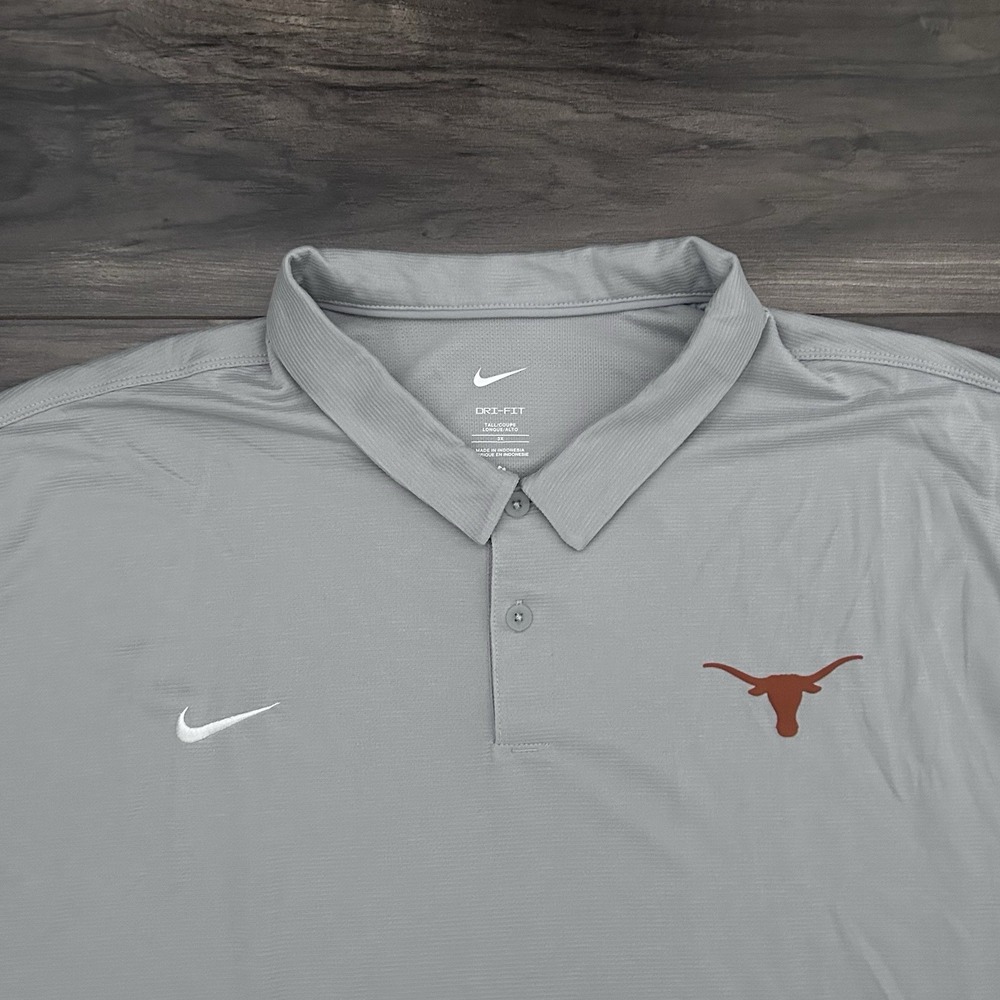 Nike Texas Longhorns Football Dri-Fit Polo Shirt Men's Size 3XLT Gray New
